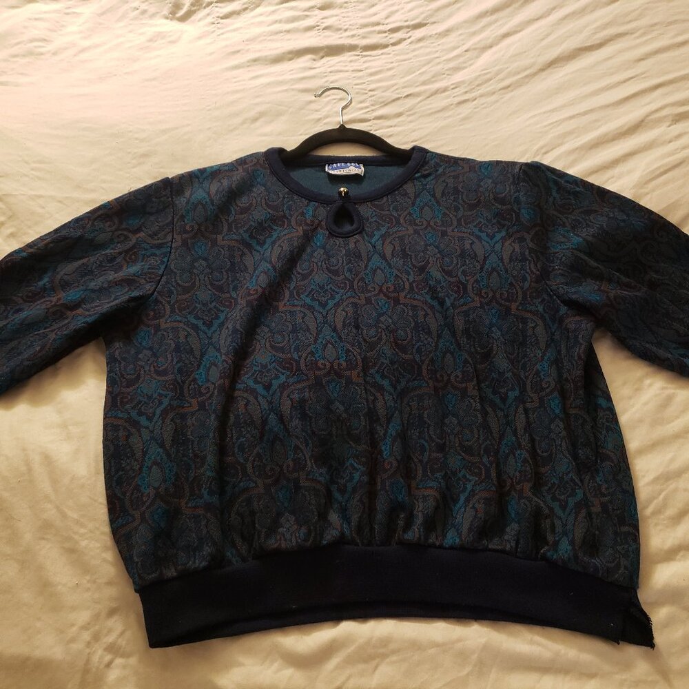 Gently Used Cape Cod Sportswear Green Paisley Sweater